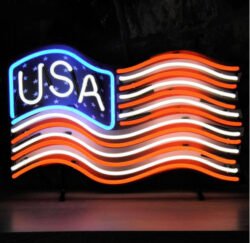 Neon sign USA flag 64x40cm