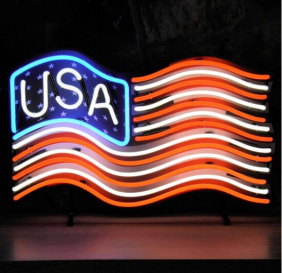 Neon sign USA flag 64x40cm