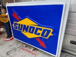 Authentic American Sunoco double-sided illuminated sign.