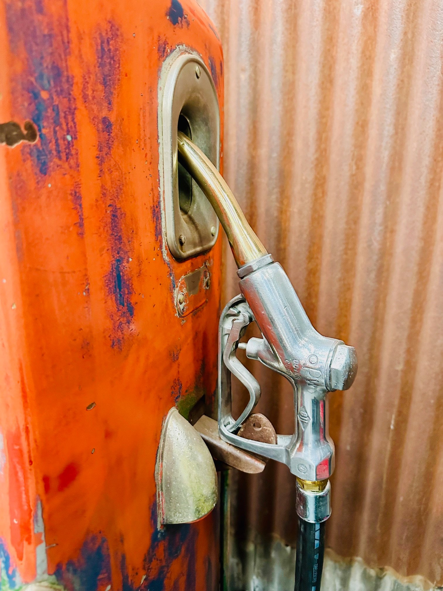 American Indian Gasoline gas pump with original patina - Image 4