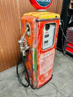 American Indian Gasoline gas pump with original patina