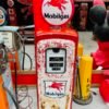 Vintage 1954 Mobilgas American gas pump with original patina.